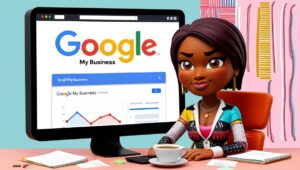 Small business owner checking Google My Business dashboard